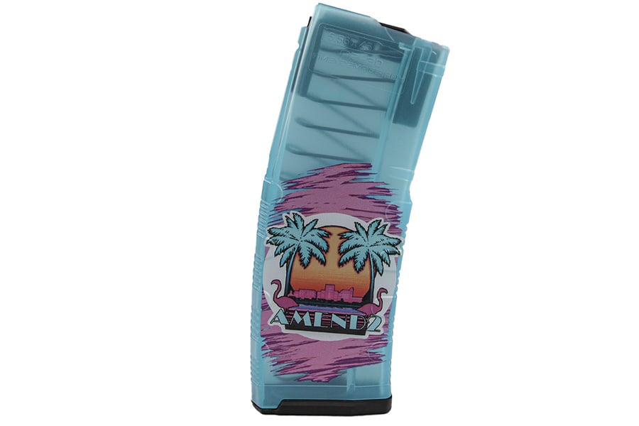 AMEND2 AR15 5.56 NATO 30 Round Factory Magazine with Teal Miami Vice Finish